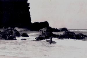 Col Smith paddles out Redhead