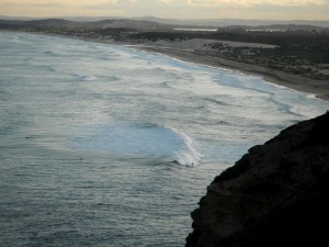 Redhead Beach surfer from the Bluff 11-08-11