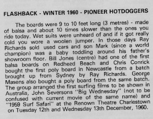 Redhead Beach early boardriders 1960 text